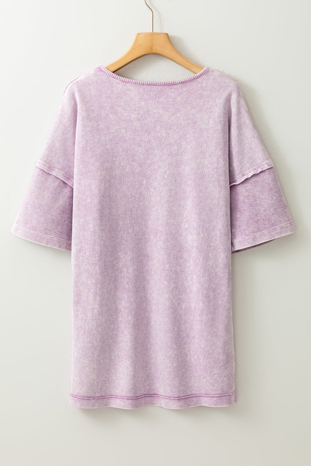 Mineral Wash Exposed Seam Drop Shoulder Oversized Tee - Orchid Petal