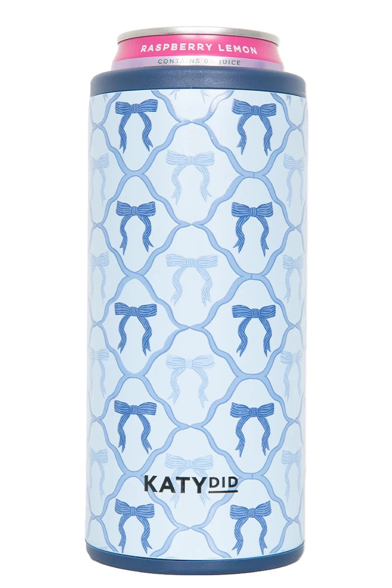 Blue Bow Slim Can Koozie