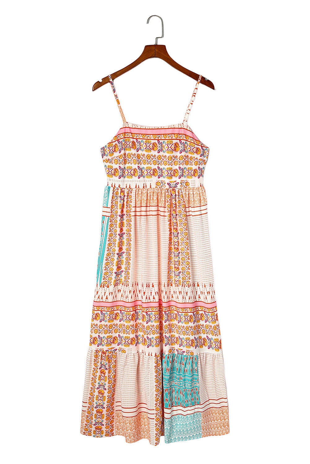 Boho Floral Square Neck Summer Sundress - Multicolor