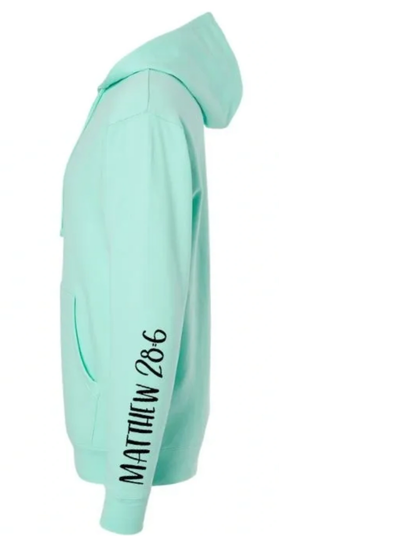Youth - He is Risen Hoodie with bible verse on the sleeve