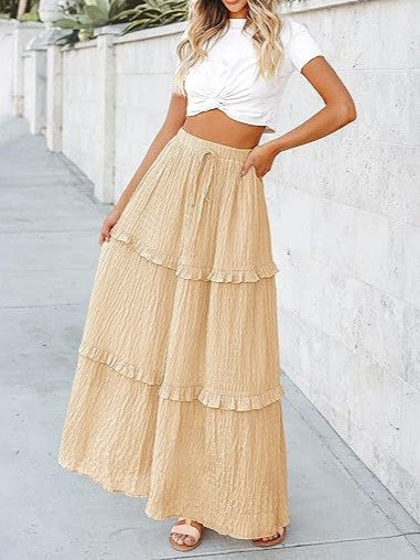 Ruffled Elegant High-Rise Tiered A-Line Skirt