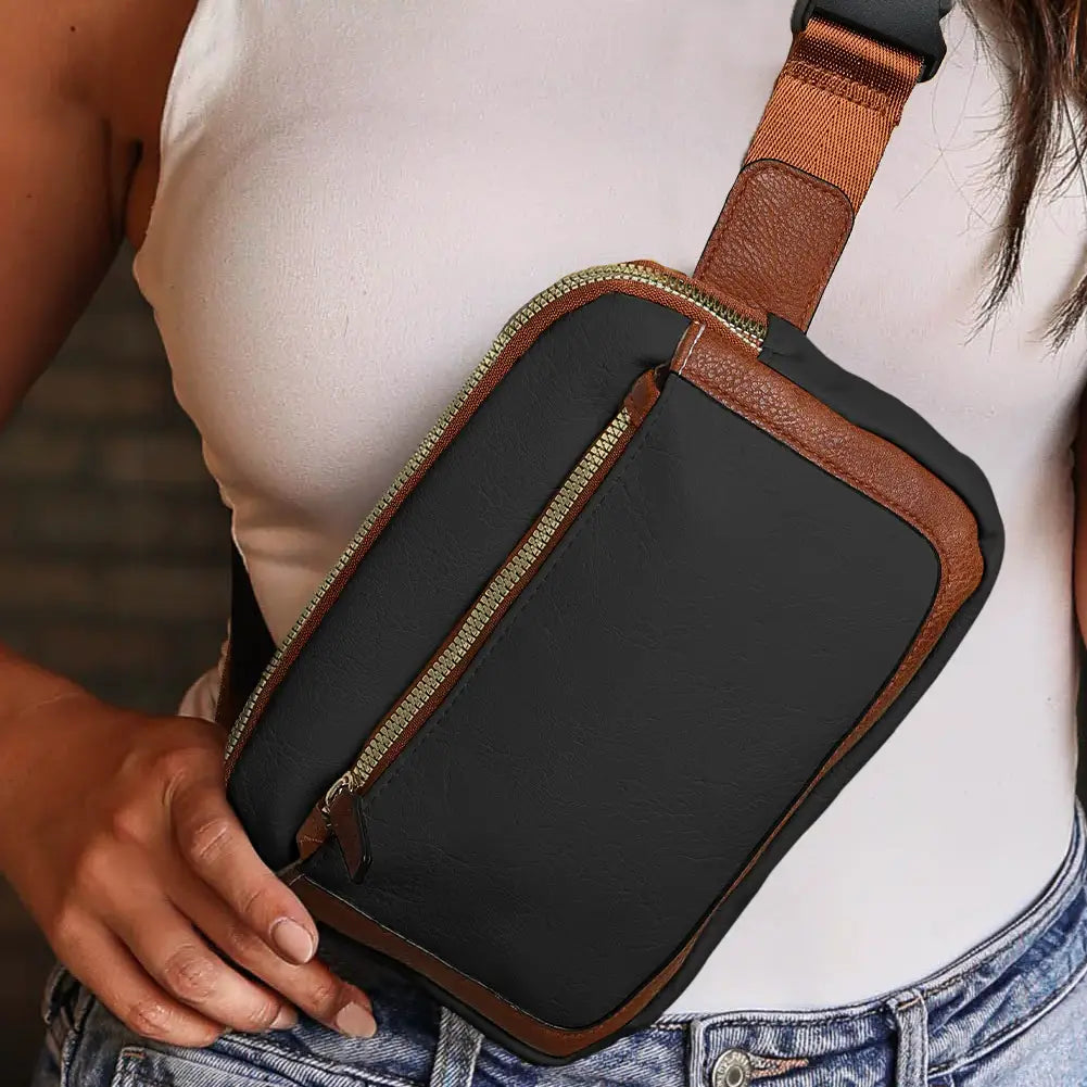 Adjustable Strap Mini Pu Leather Crossbody Bag - Black