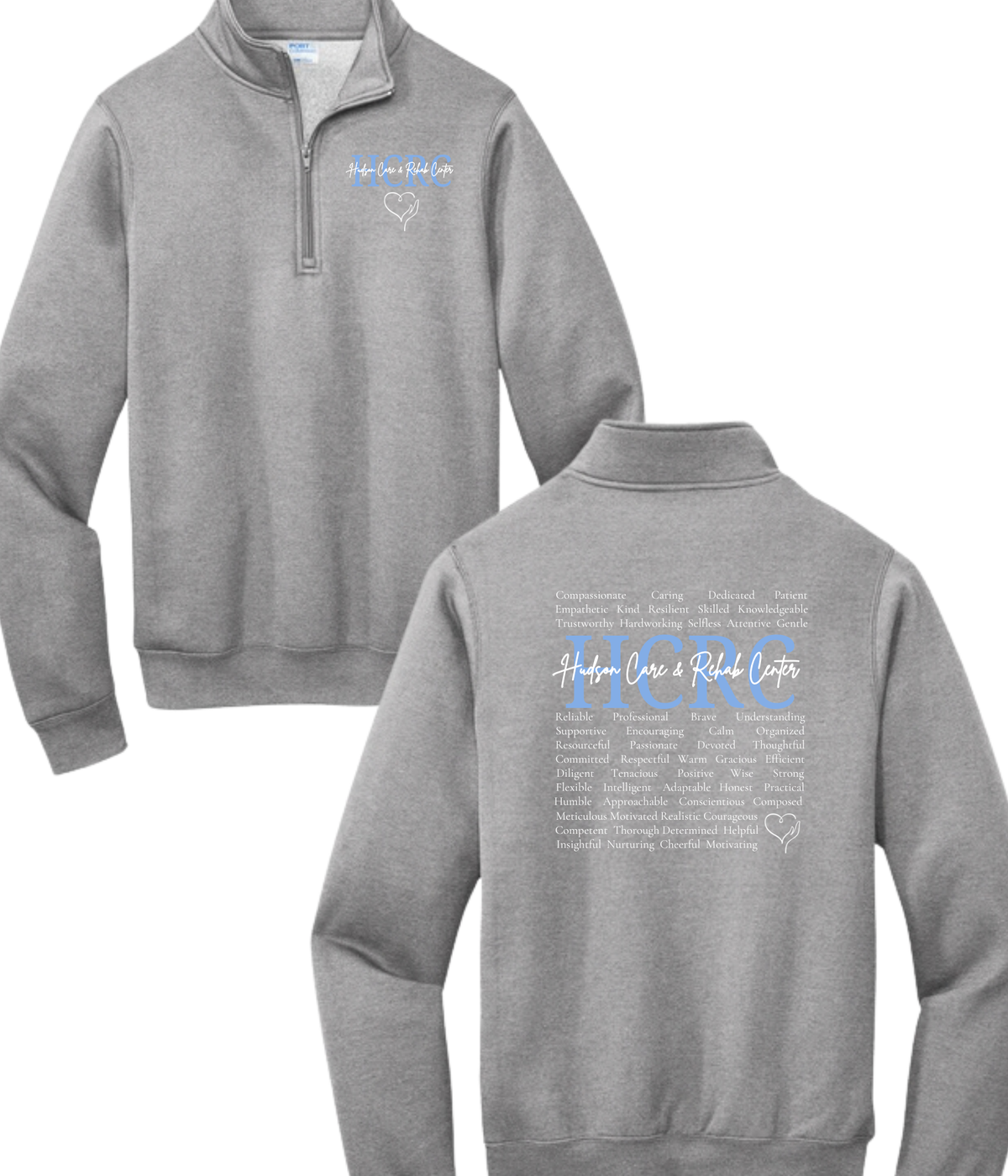 Hudson Care & Rehab - Port & Co 1/4 zip fleece - Words