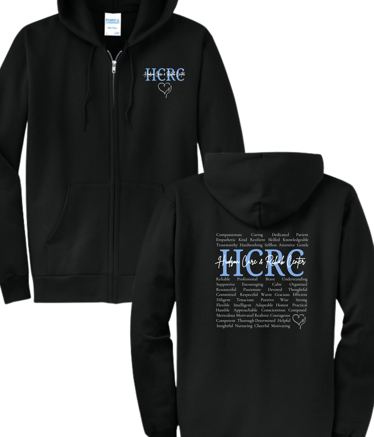 Hudson Care & Rehab - Port & Co Full Zip Hoodie - Words