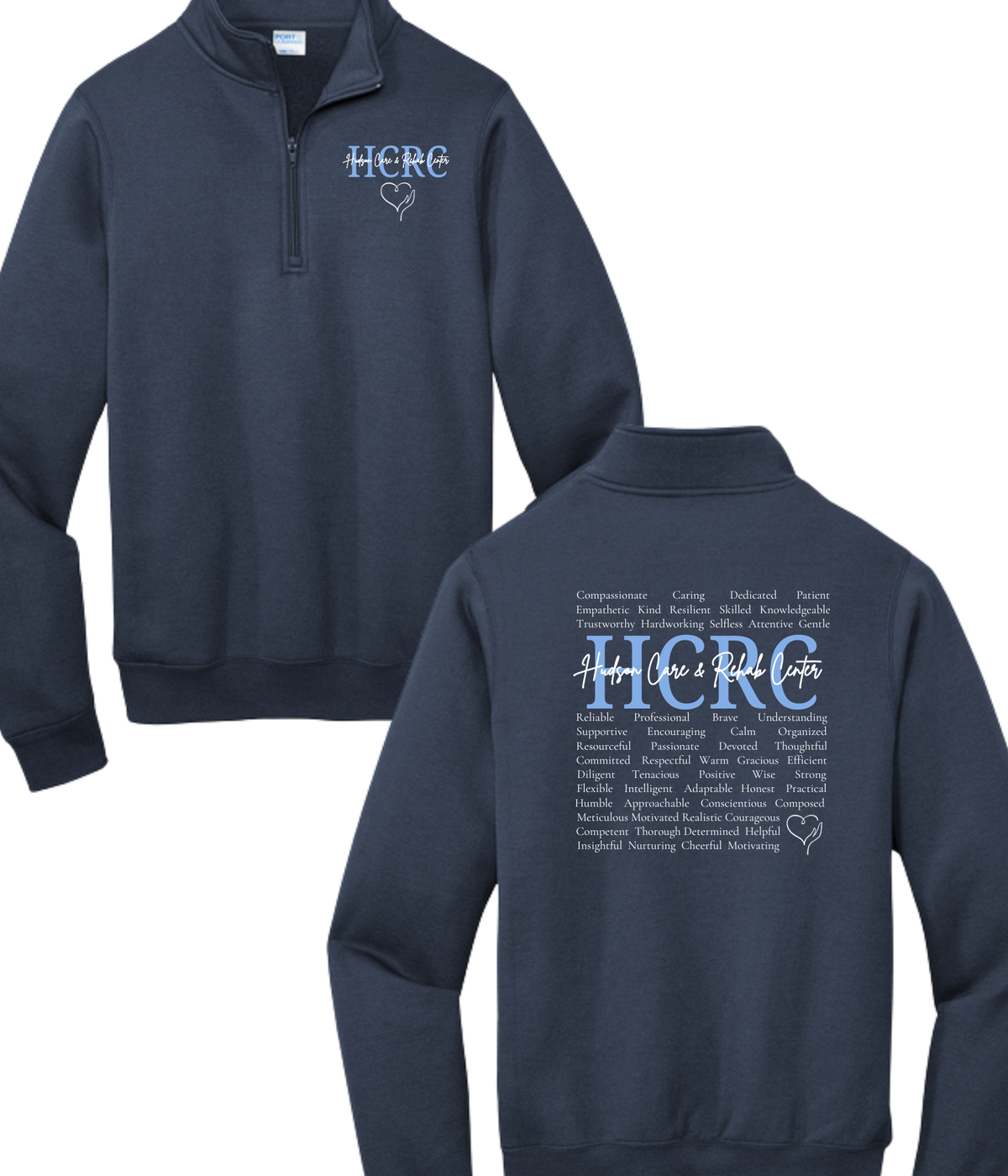 Hudson Care & Rehab - Port & Co 1/4 zip fleece - Words