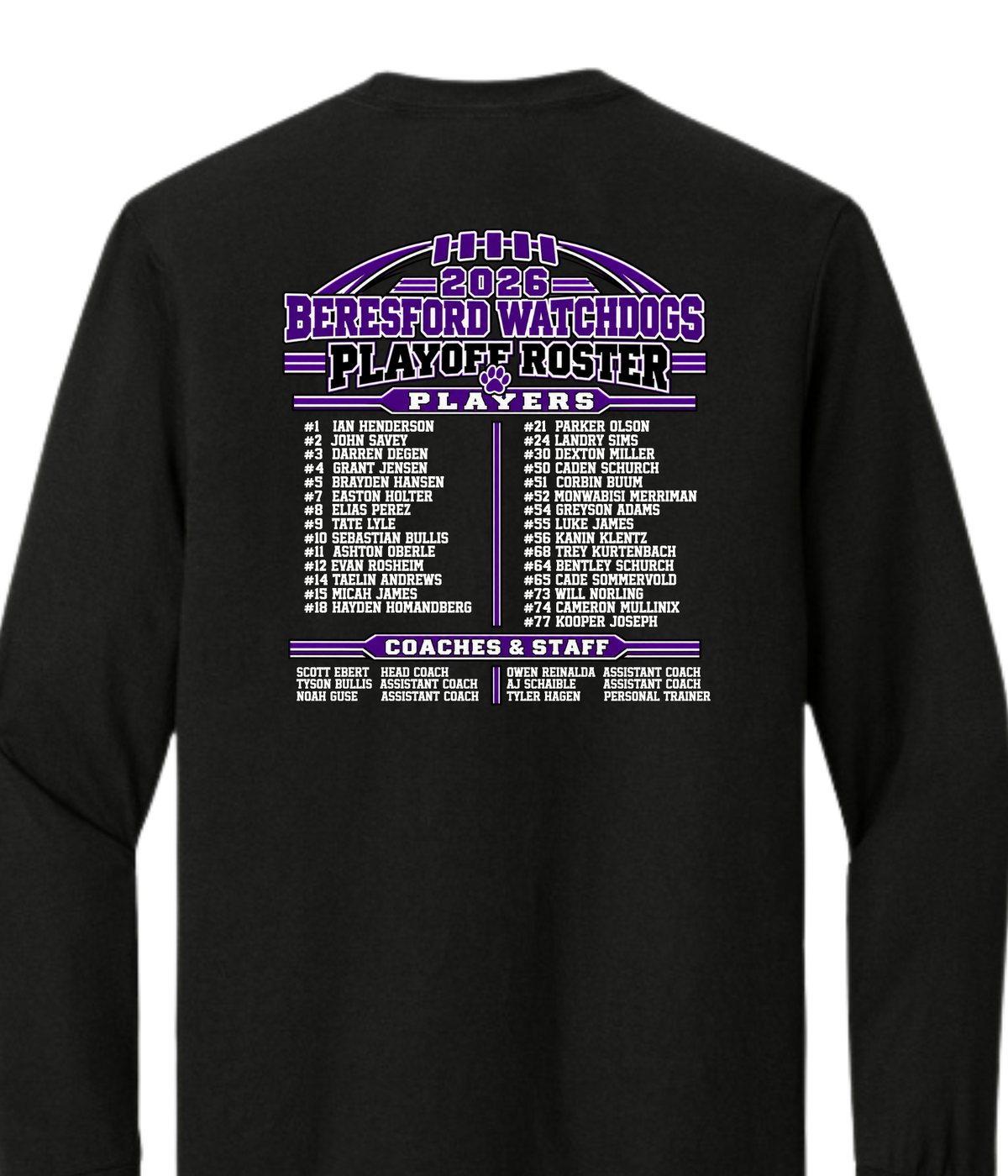 Beresford Watchdogs Football Playoffs - Long Sleeve Tee