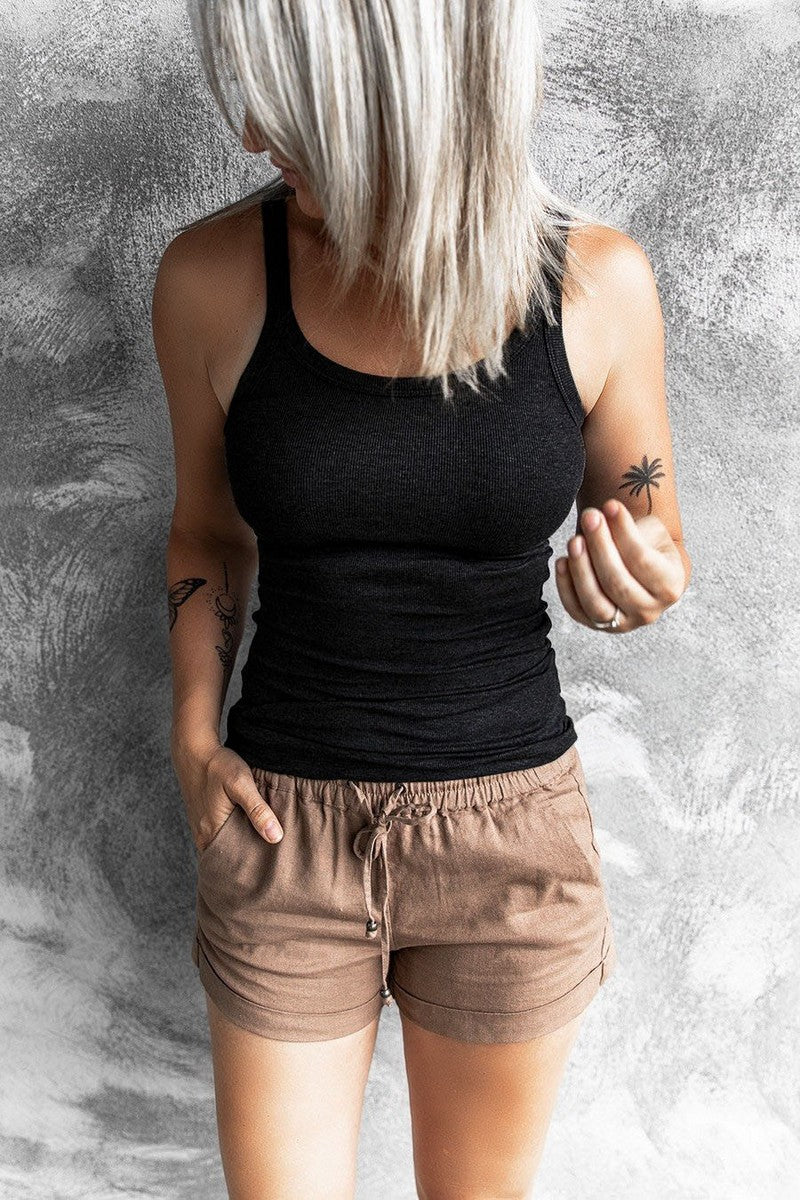 Ribbed Tank Top (Black or Khaki)