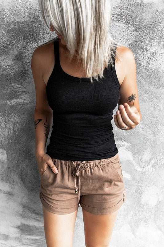 Ribbed Tank Top (Black or Khaki)