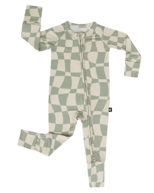 Ivy Wavy Checkers Bamboo Onesie