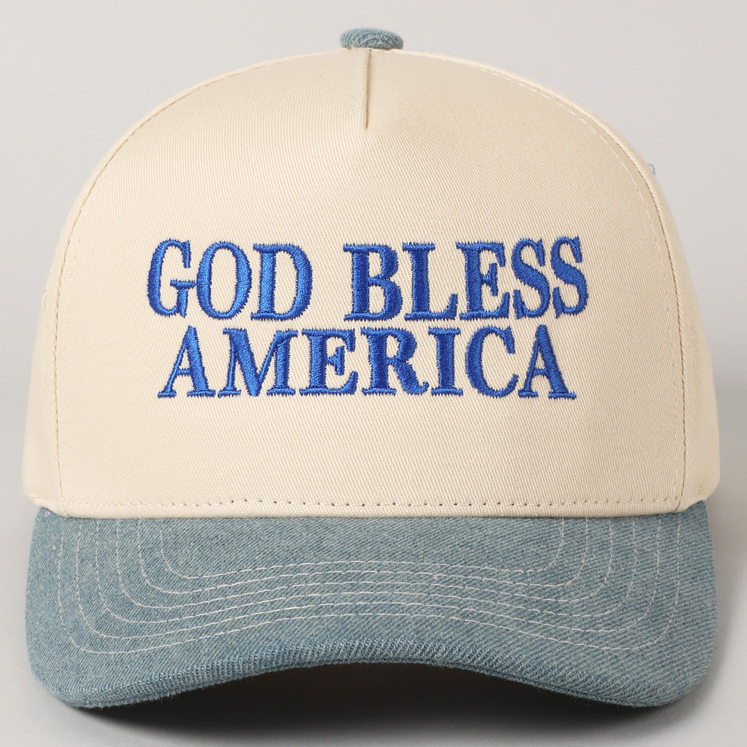 God Bless America Embroidered Cap - Blue