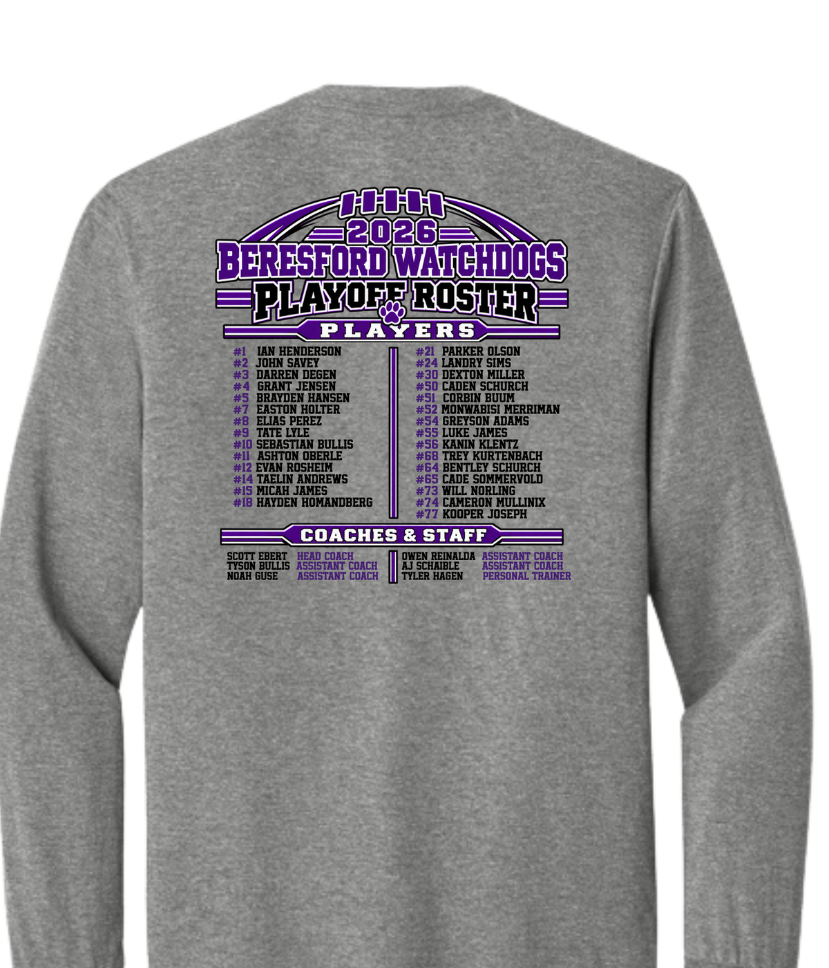 Beresford Watchdogs Football Playoffs - Long Sleeve Tee
