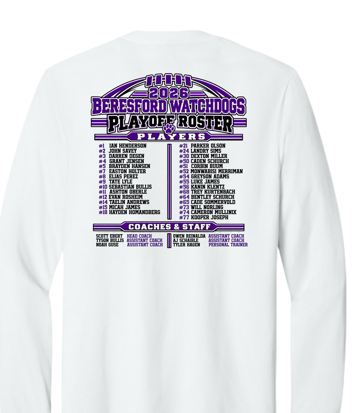 Beresford Watchdogs Football Playoffs - Long Sleeve Tee