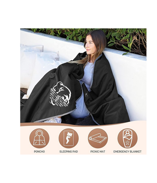 Waterproof Outdoor Sherpa Lining Blanket - 1/2 Face Cub