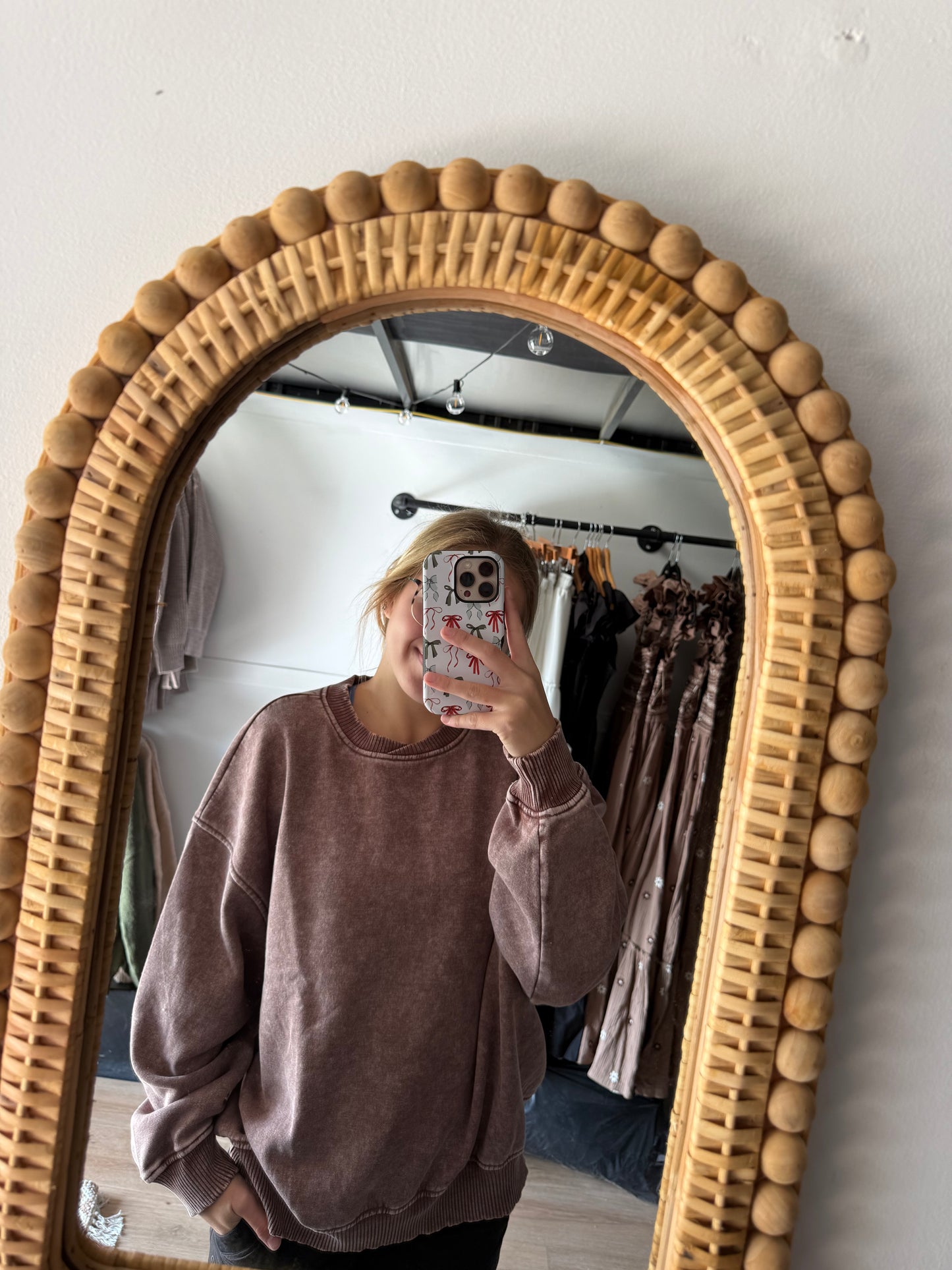 Acid Washed Pullover - Brown
