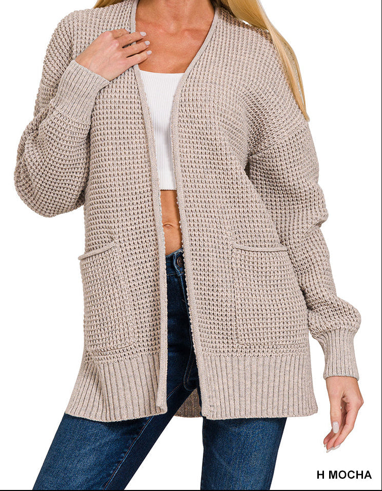 Waffle Cardigan - Mocha