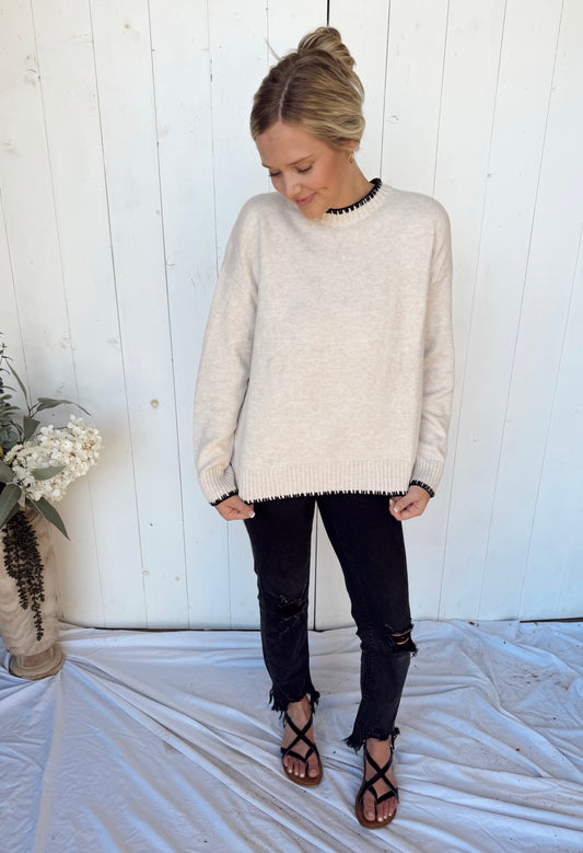 Versatile Solid Color Split Hem Pullover Sweater