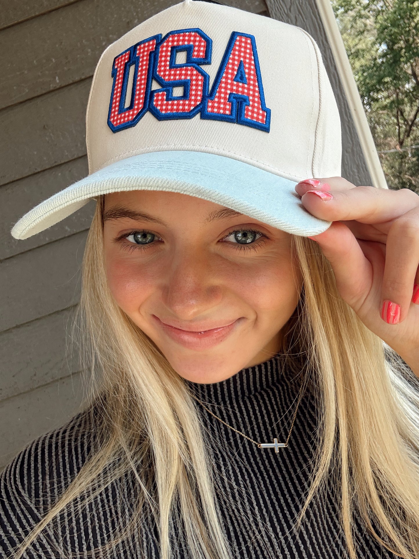 USA - Checkered Trucker Hat