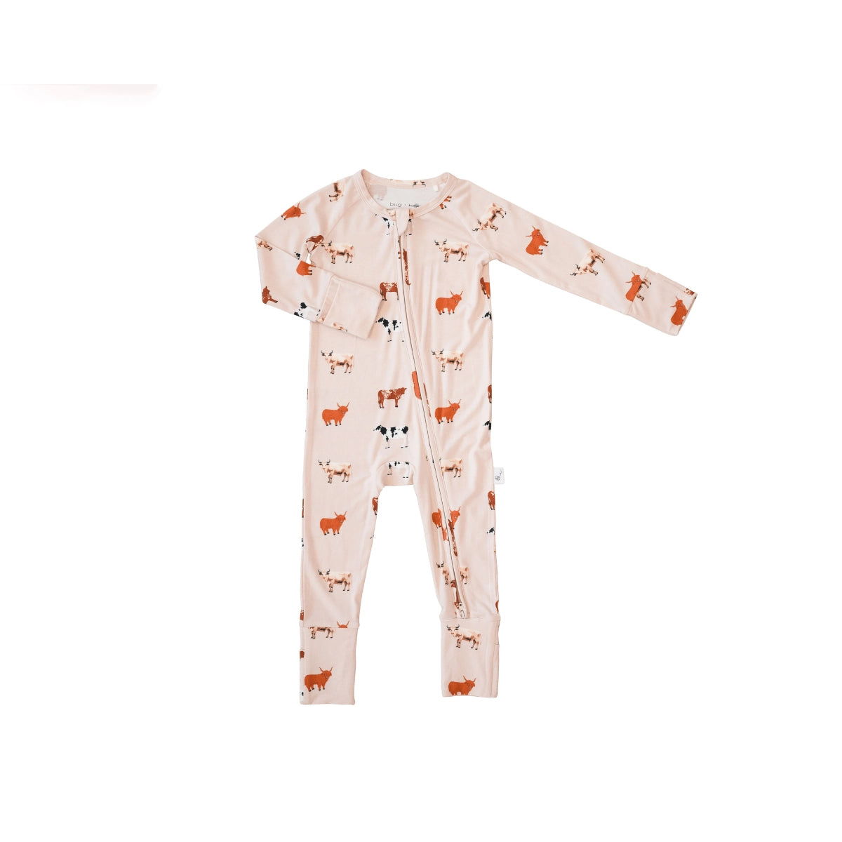 Oatmeal Cow Baby Bamboo Zip Romper