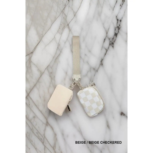 Dual Pouch Wristlet Keychain Wallet