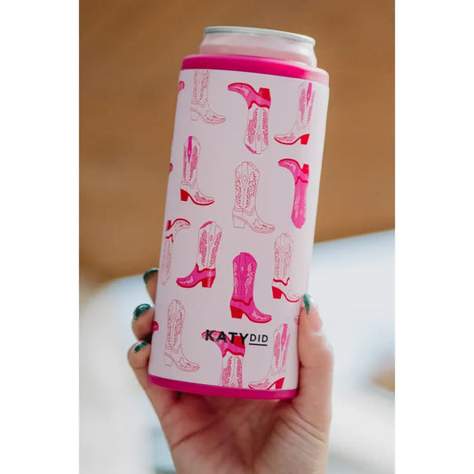 Pink Cowgirl Slim Can Koozie