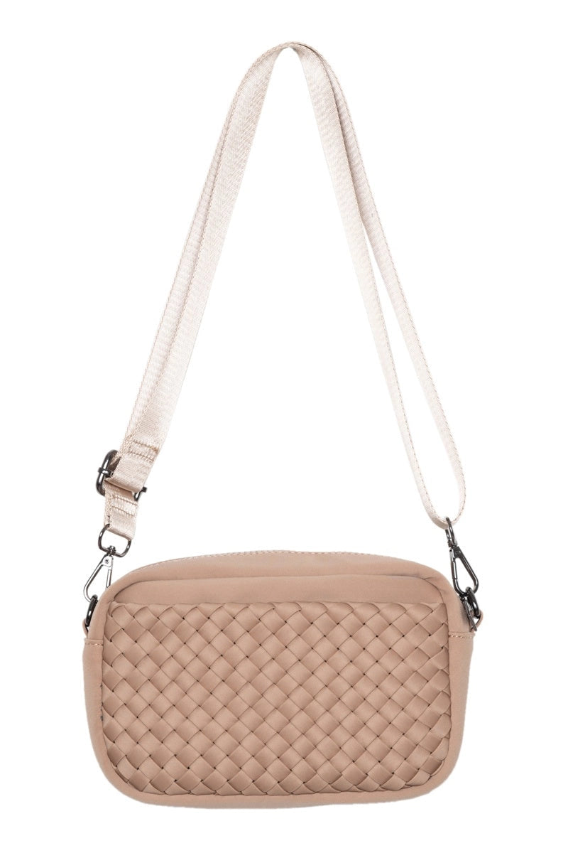 Cross Body Woven Purse - Tan